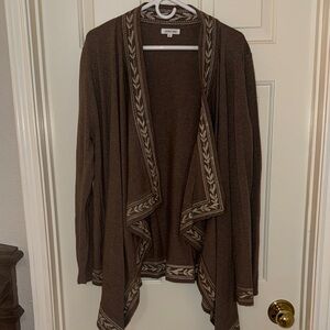 Johnny Was Embroidered Waterfall Open Cardigan Sweater size CL